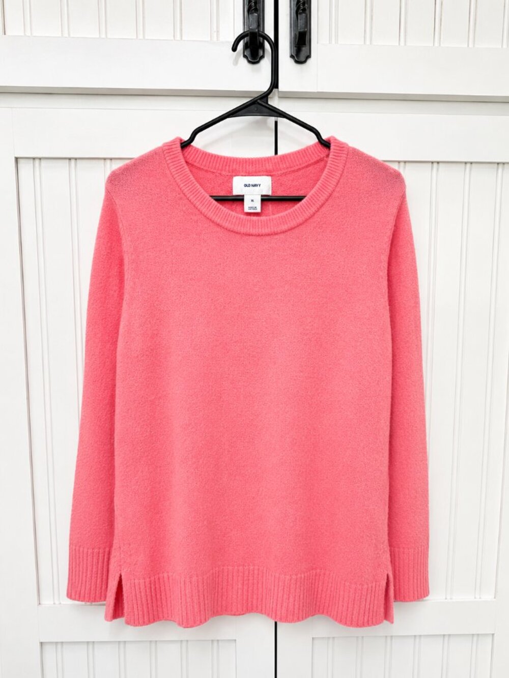 Old Navy Pink Crew Neck Sweater Women’s XL Soft Knit Side Slit Hem